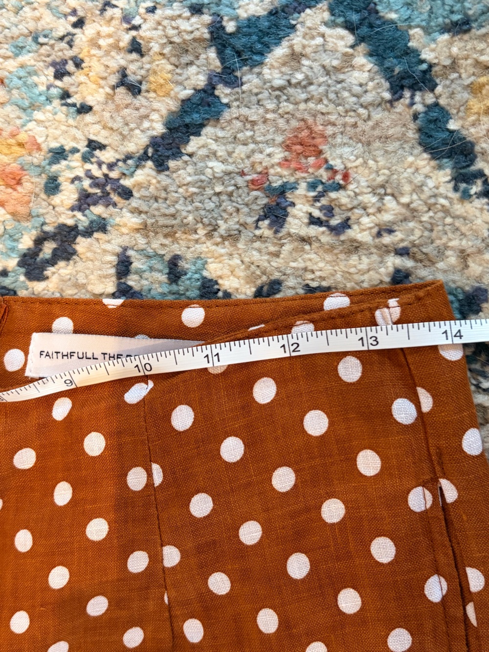 Anthro Faithfull Brown Polka Dot Wide-Leg Linen Pants Tomas Cropped pant 6 EUC - Picture 6 of 16
